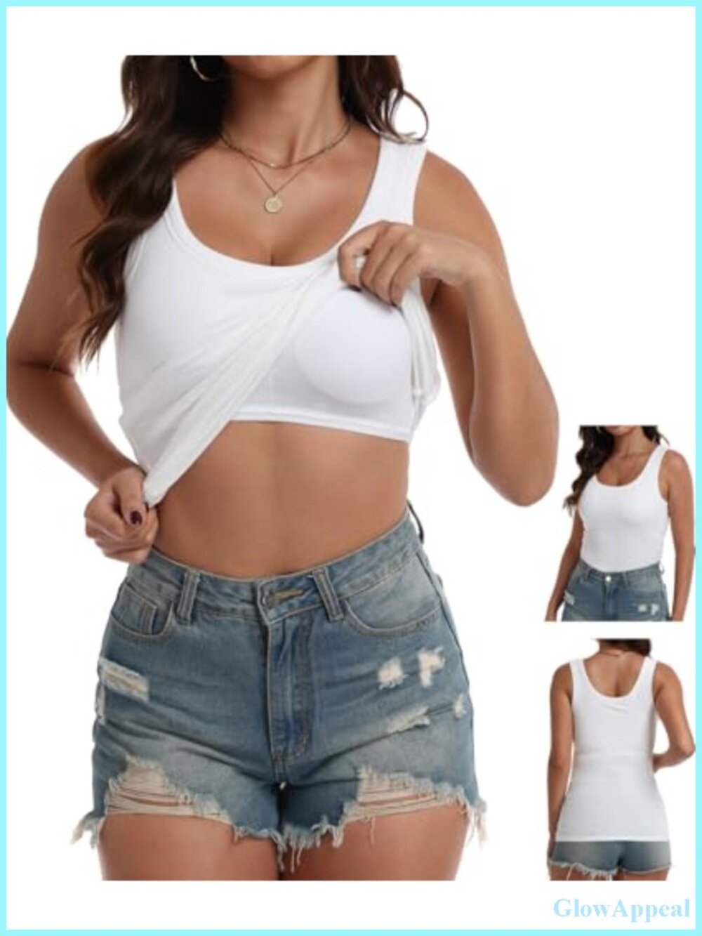 Ribbed Racerback Tank Top with Built-in Bra Sleeveless Workout Cami